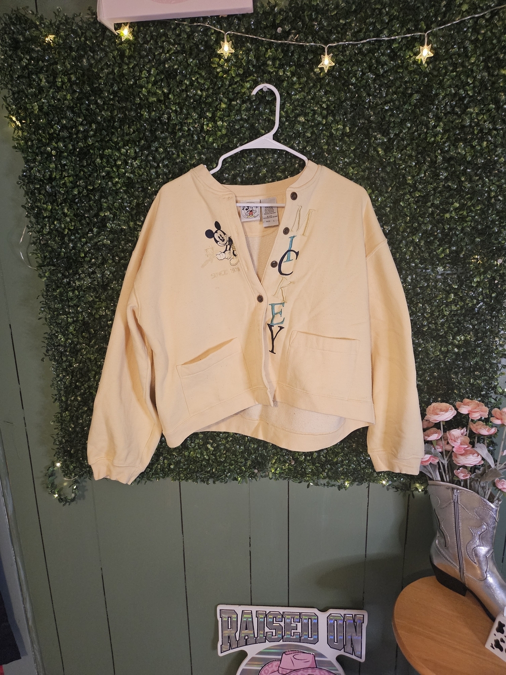 Disney Cream Cropped Mickey Cardigan